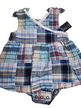 Infant Girls Sz 0-3 Months Faded Glory Blue Patchwork Bubble Shirt & Bloomer
